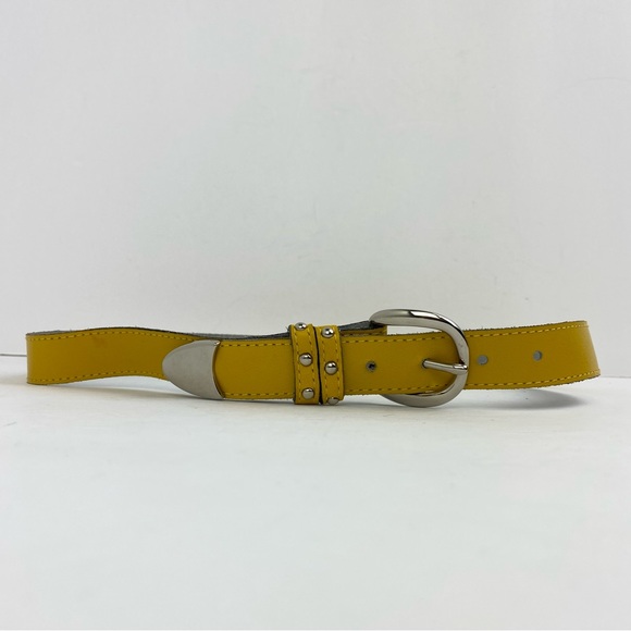 Accessories - Vintage Yellow Leather Silver Hardware Large Belt